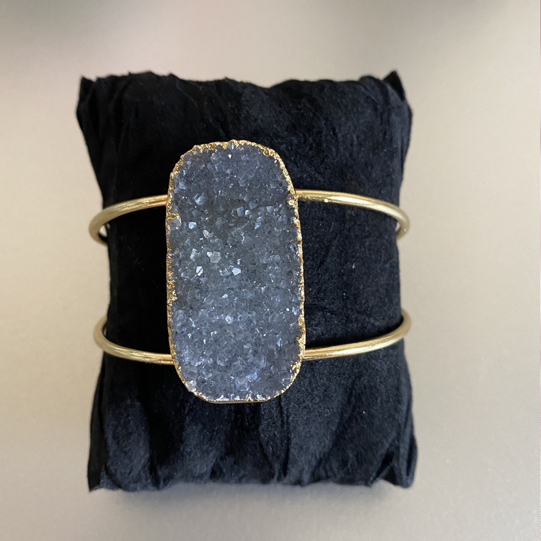 Smoky Grey Druzzy Open Bracelet