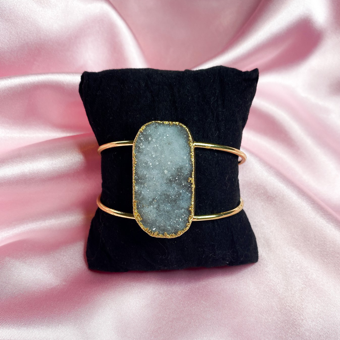 Smoky Grey Druzzy Open Bracelet