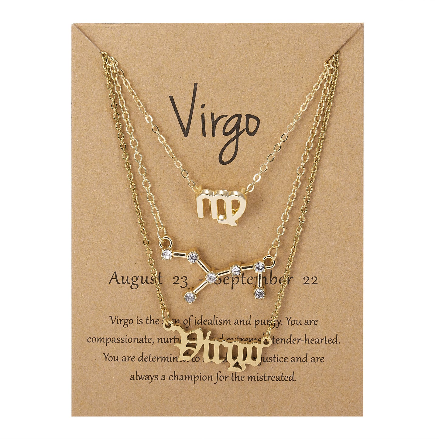 Zodiac Sign Necklace 3pcs Horoscope Pendant