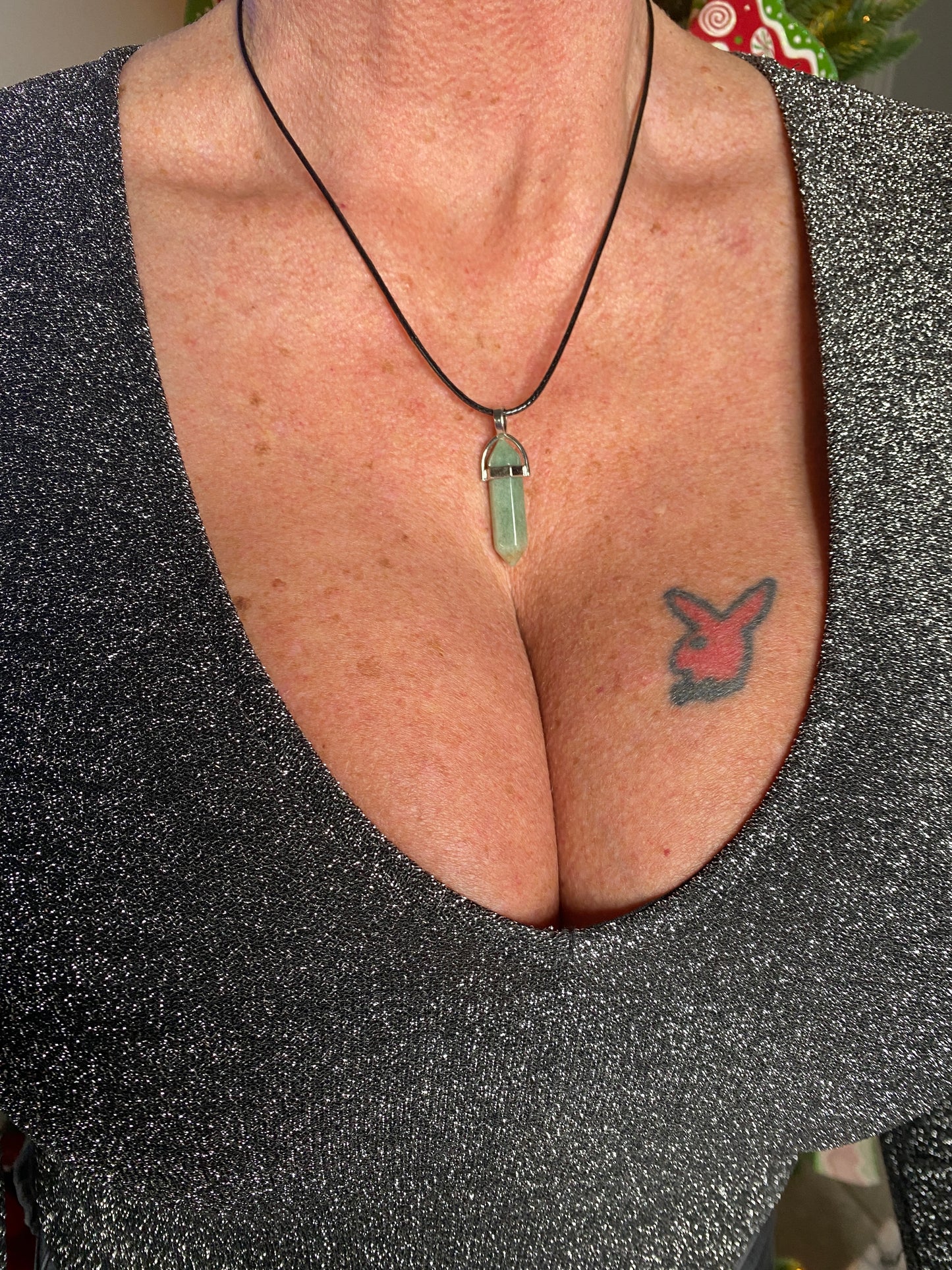 Green Aventurine Crystal Point Necklace