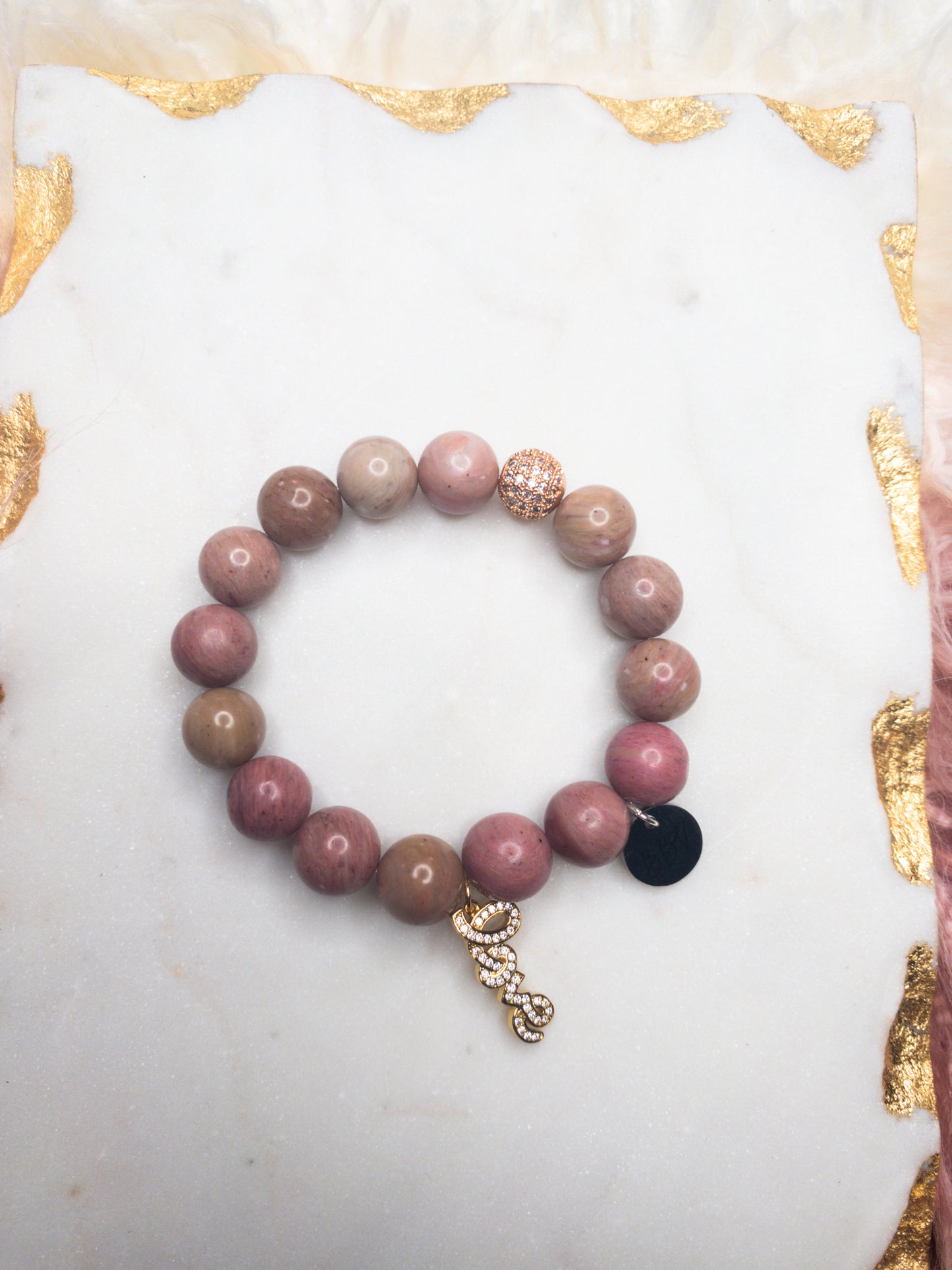 Rose Rhodonite Crystal Love Bracelet