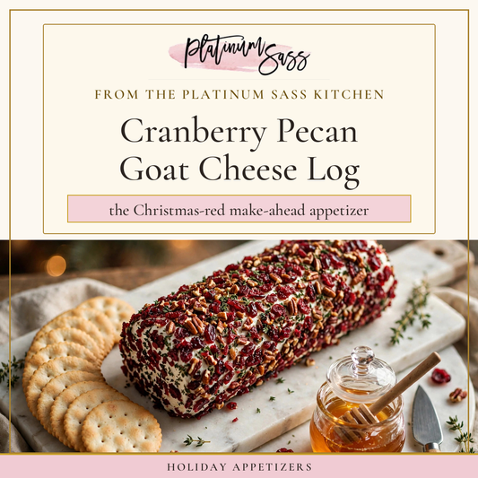 Cranberry Pecan Goat Cheese Log — the Christmas-red make-ahead appetizer, from the Platinum Sass Kitchen