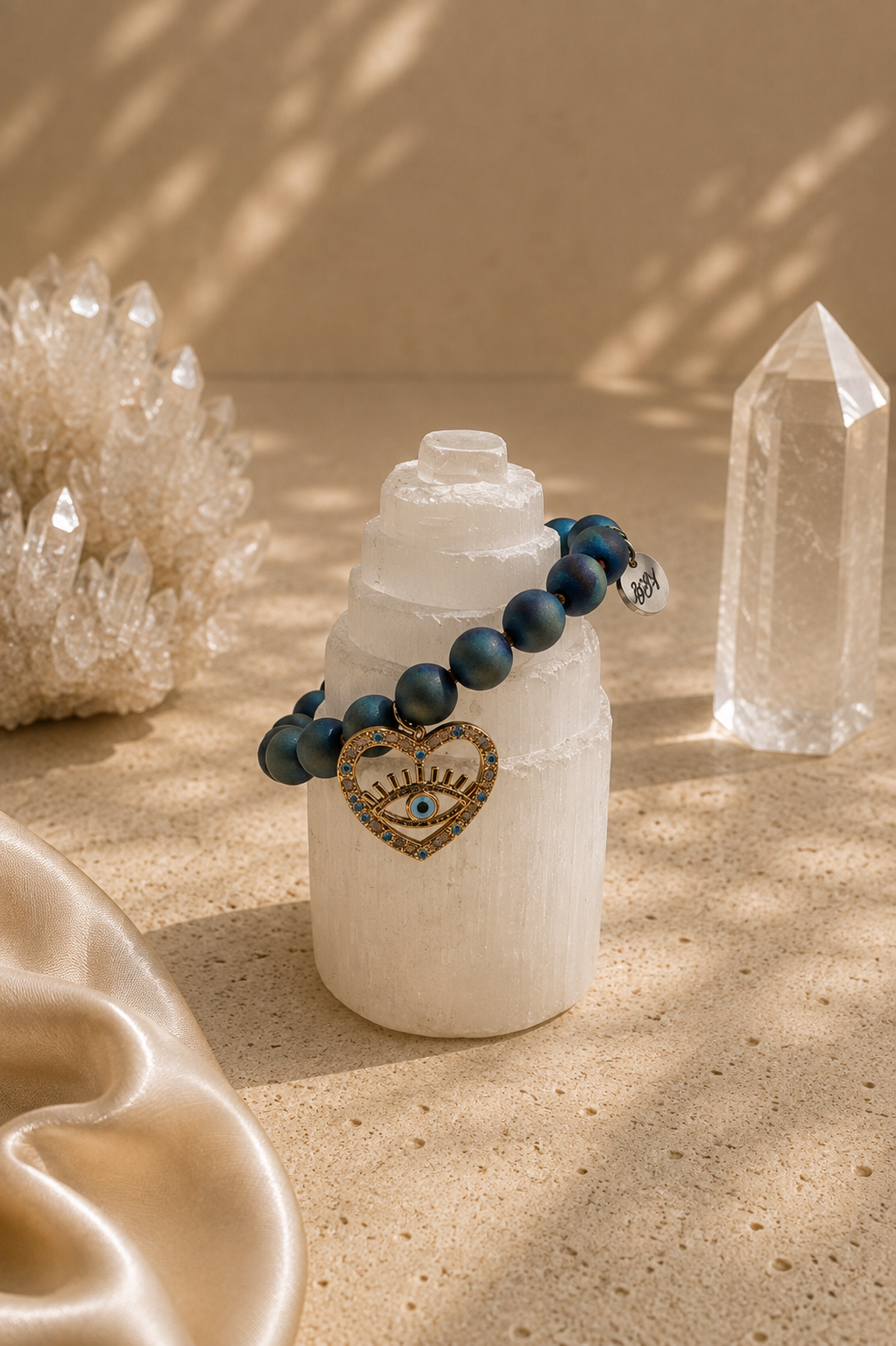 Blue Druzzy Agate Crystal Bracelet