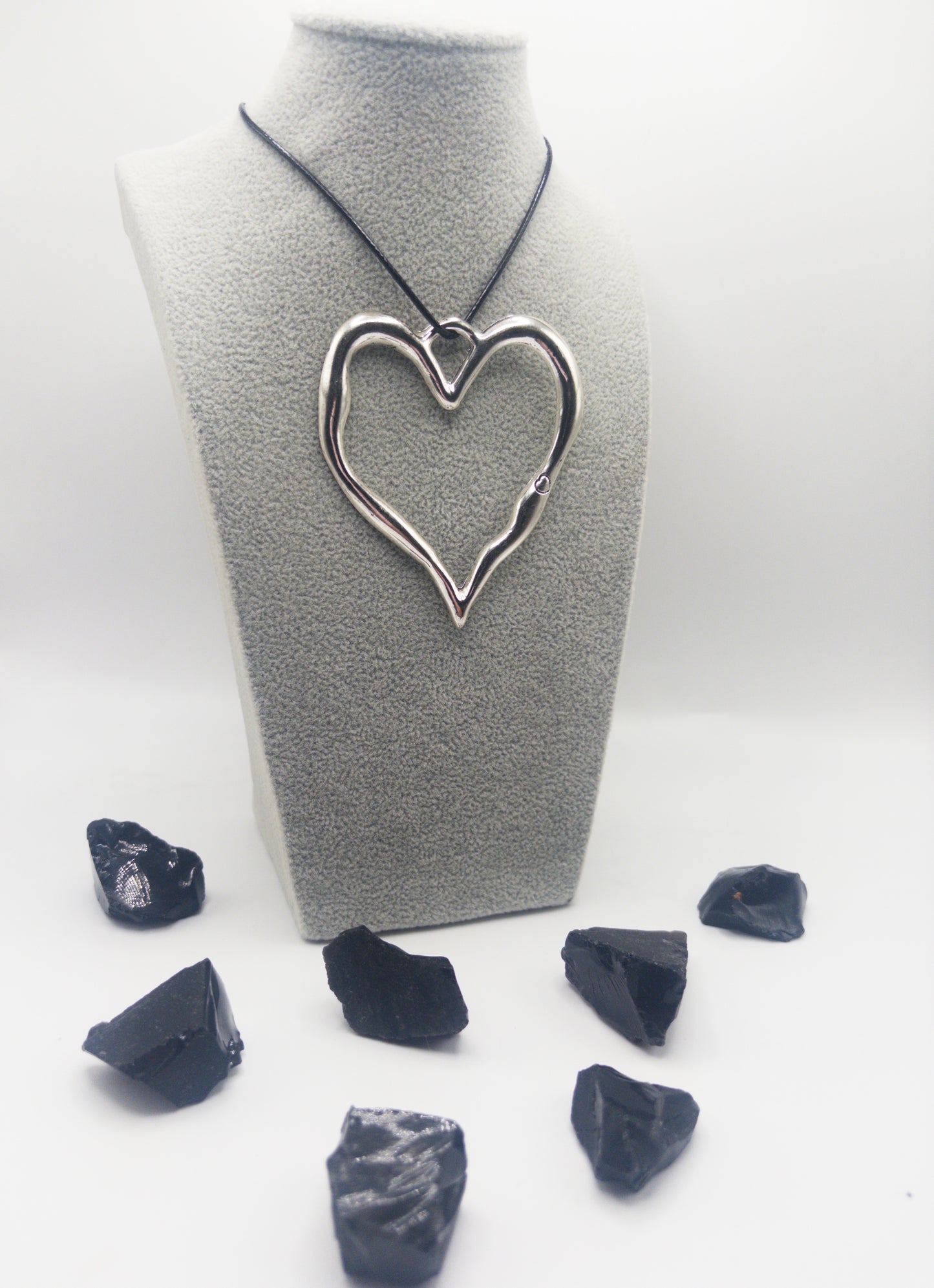 Silver Heart Statement Necklace