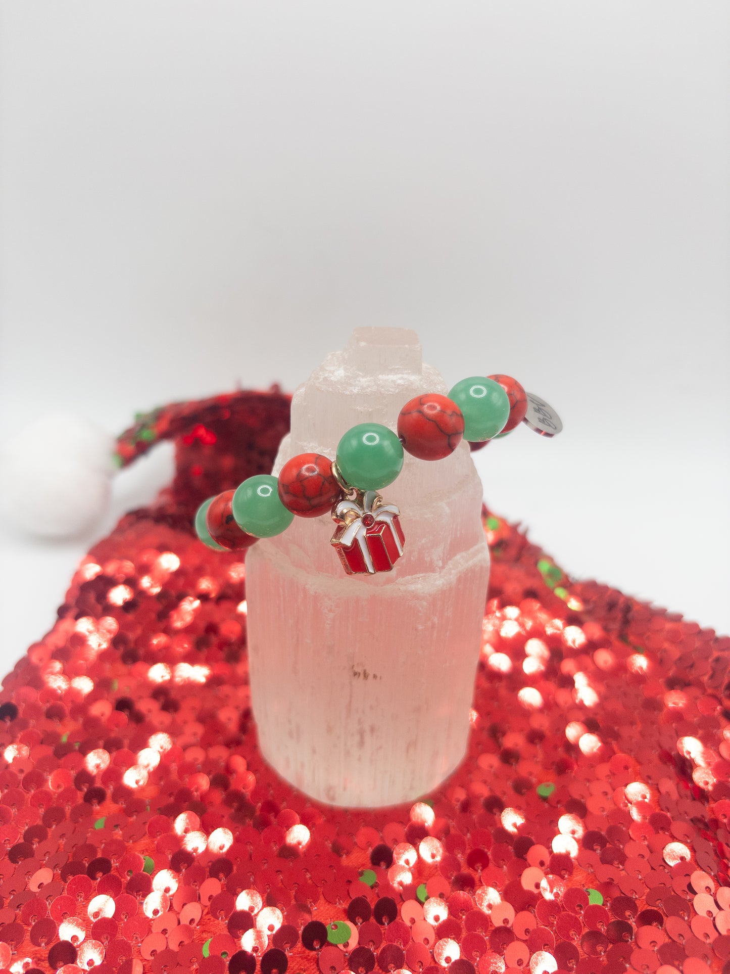 Red & Green Merry Christmas Crystal Bracelets