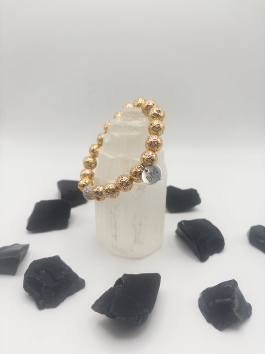 Gold Lava Stone Crystal Bracelet