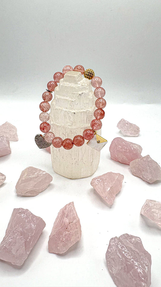 Love Letter Strawberry Quartz Crystal Bracelet