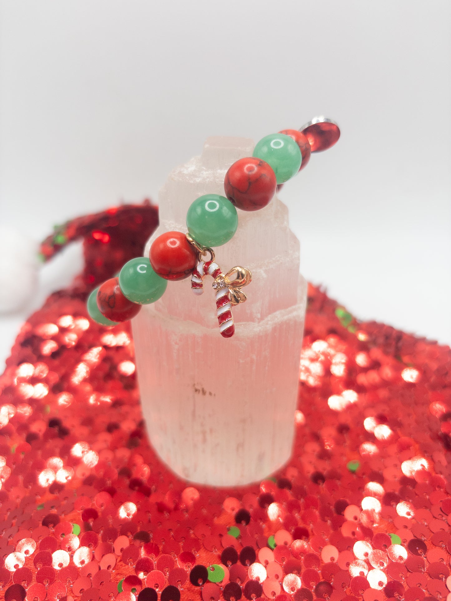 Red & Green Merry Christmas Crystal Bracelets