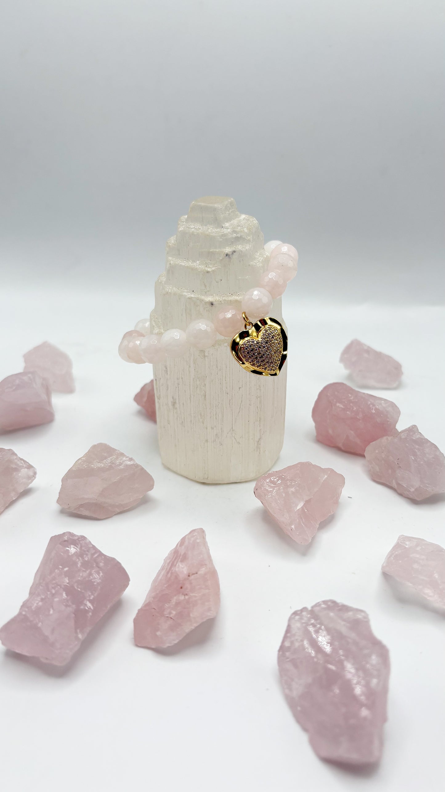 BBV Luxe Rose Quartz Faceted Crystal Bracelet