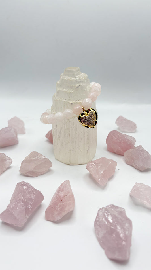 BBV Luxe Rose Quartz Faceted Crystal Bracelet