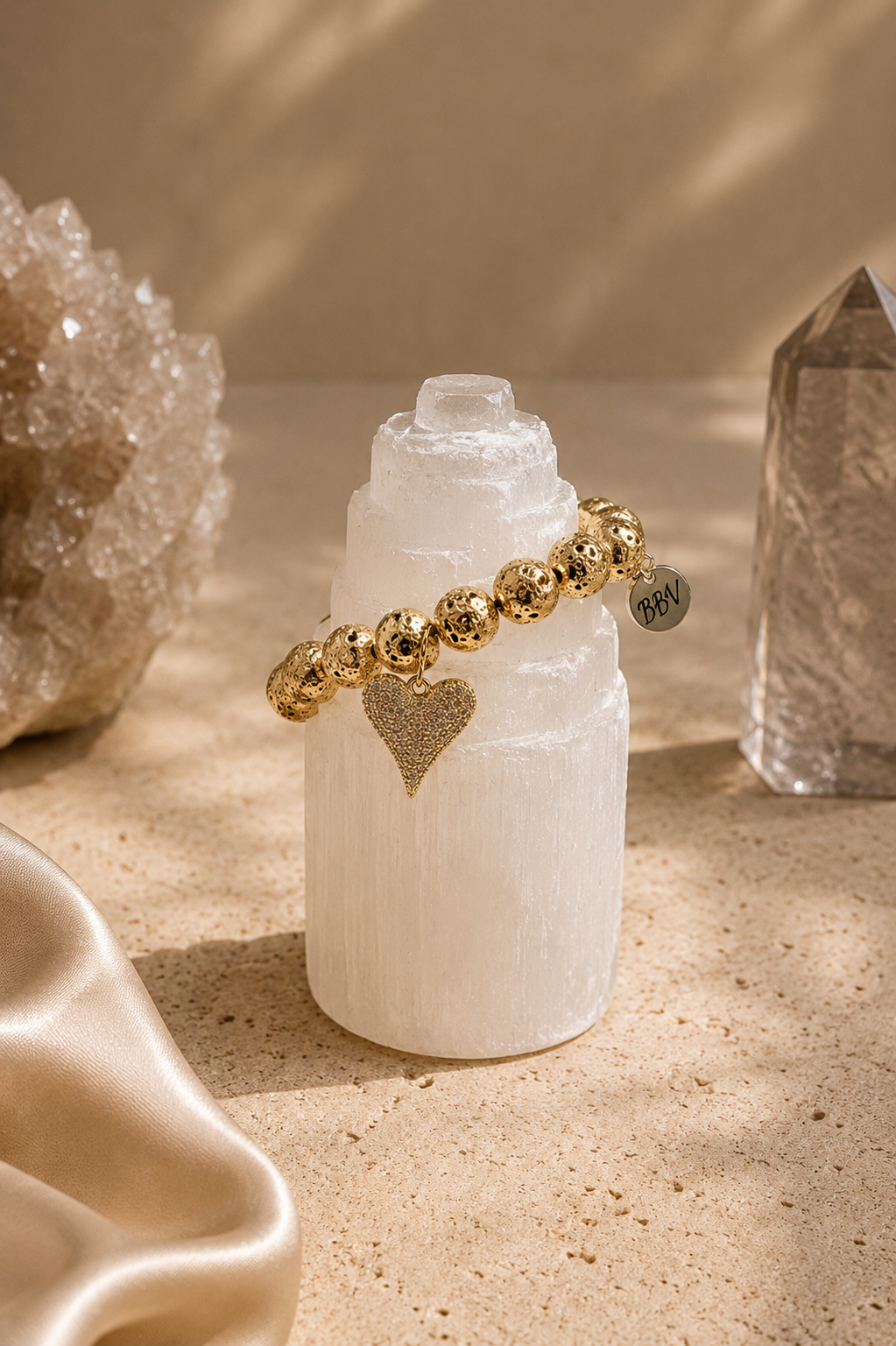 Gold Lava Stone Crystal Bracelet