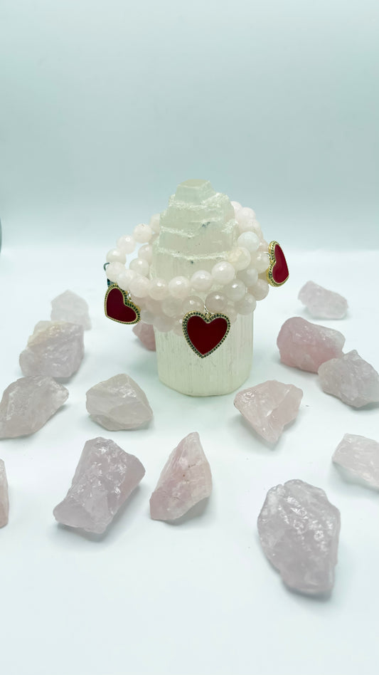 BBV Luxe Rose Quartz Faceted Crystal Bracelet Set