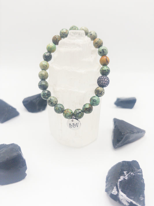 African Turquoise Crystal Stacker  Bracelet