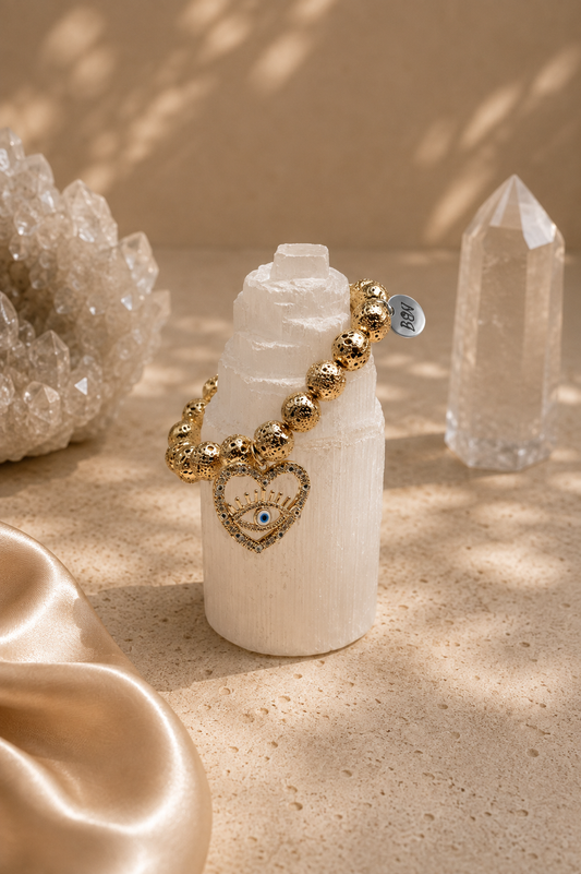 Gold Lava Stone Crystal Bracelet