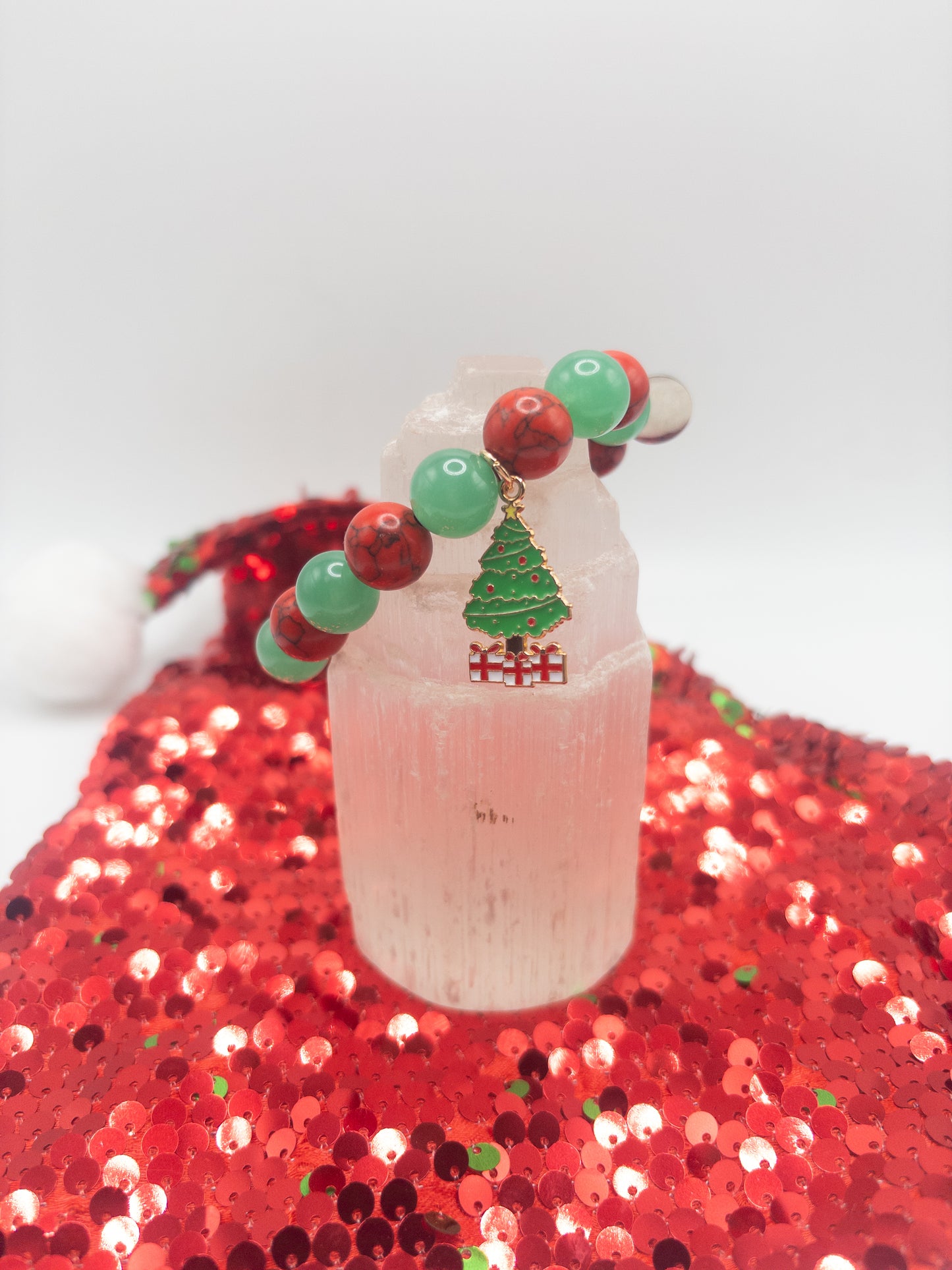 Red & Green Merry Christmas Crystal Bracelets