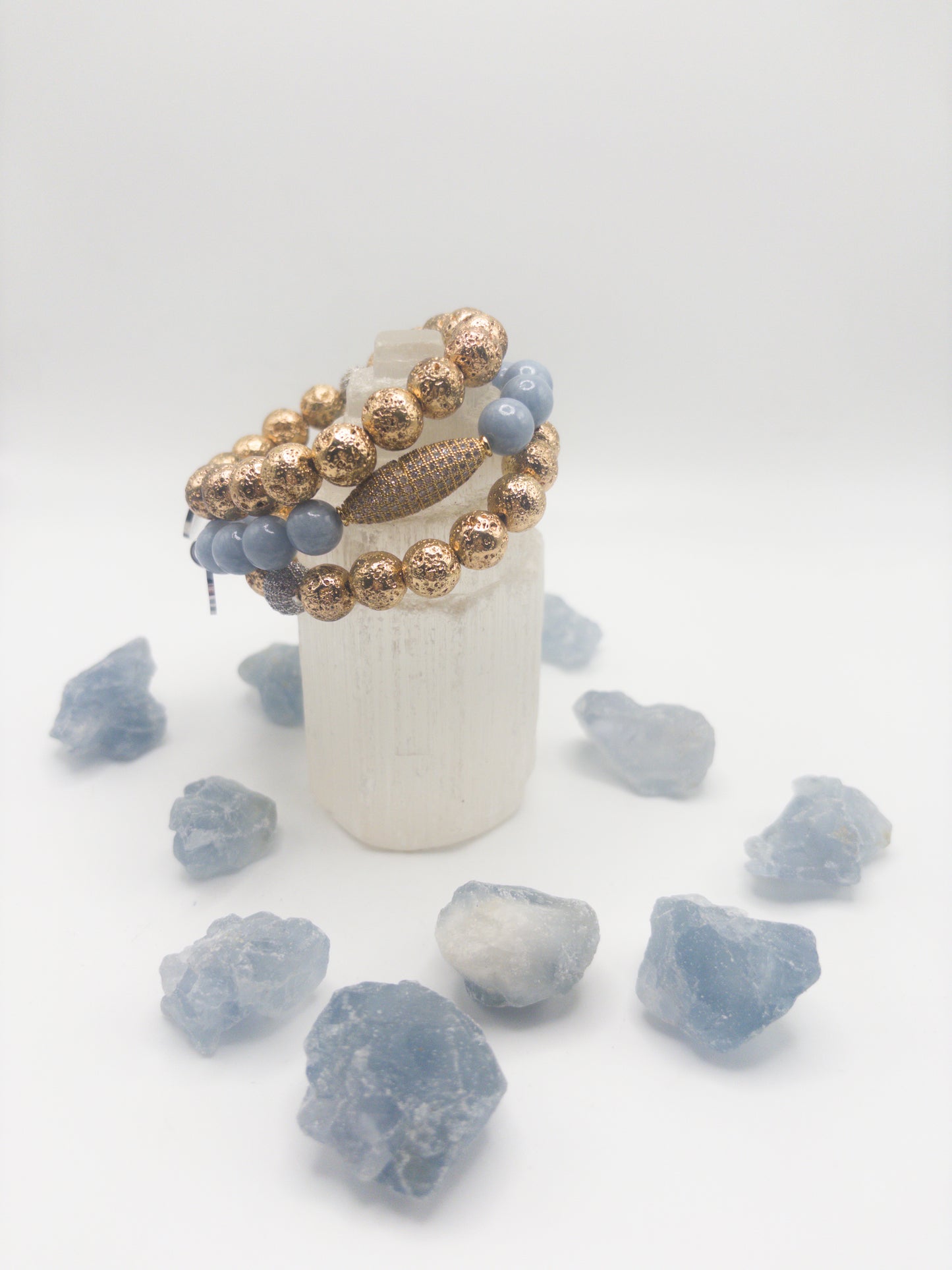 Angelite Crystal Bracelet Stack