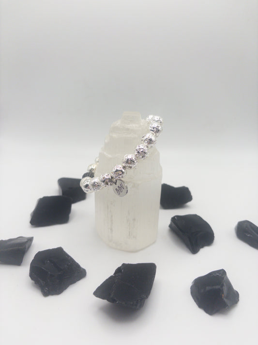 Silver Lava Stone Crystal Bracelet