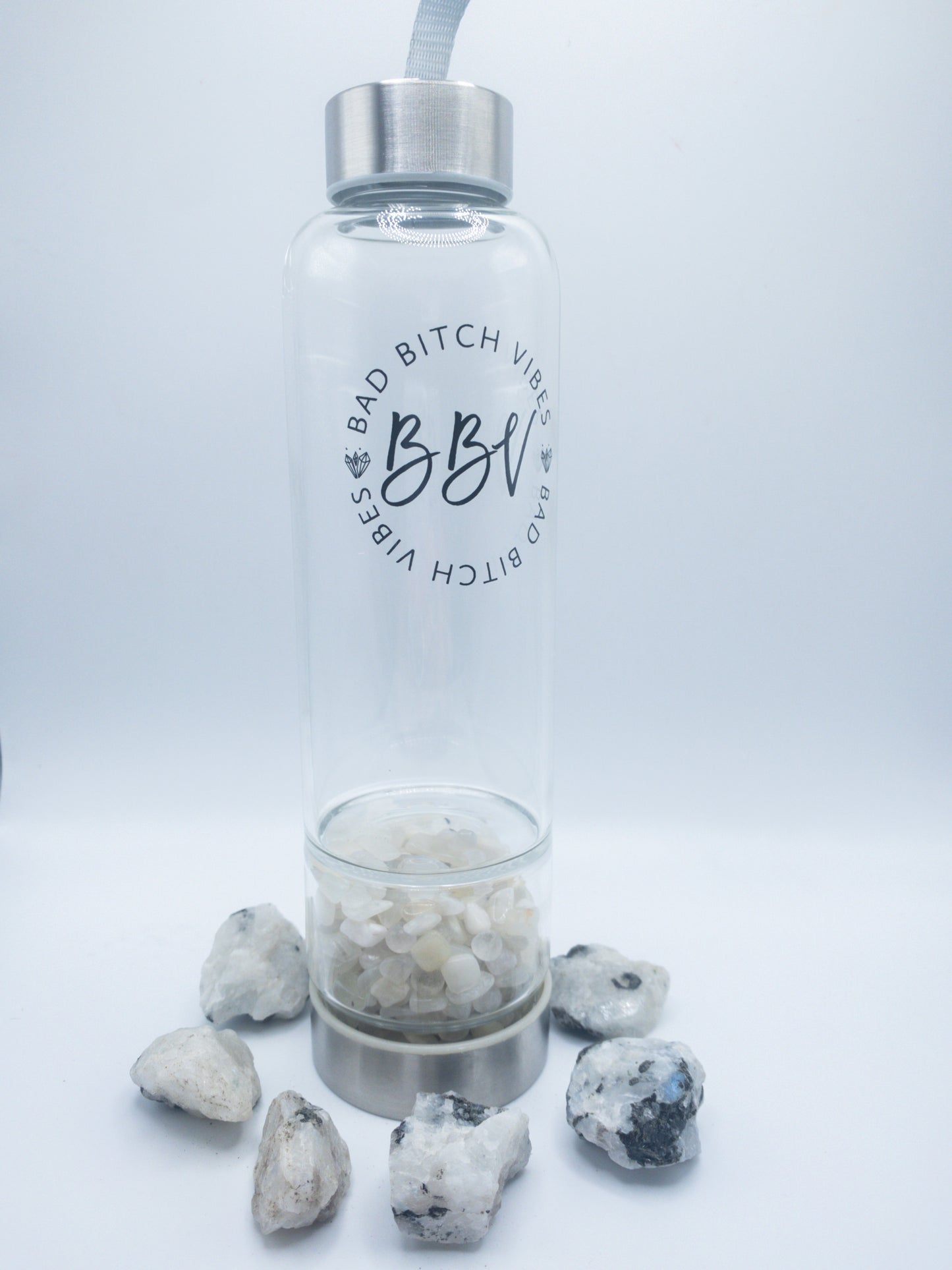 Silver Moonstone Crystal Infused Water Bottle