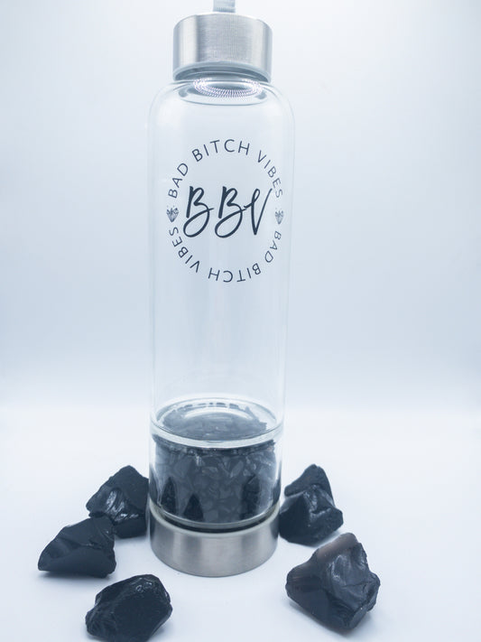 Black Obsidian Crystal Infused Water Bottle