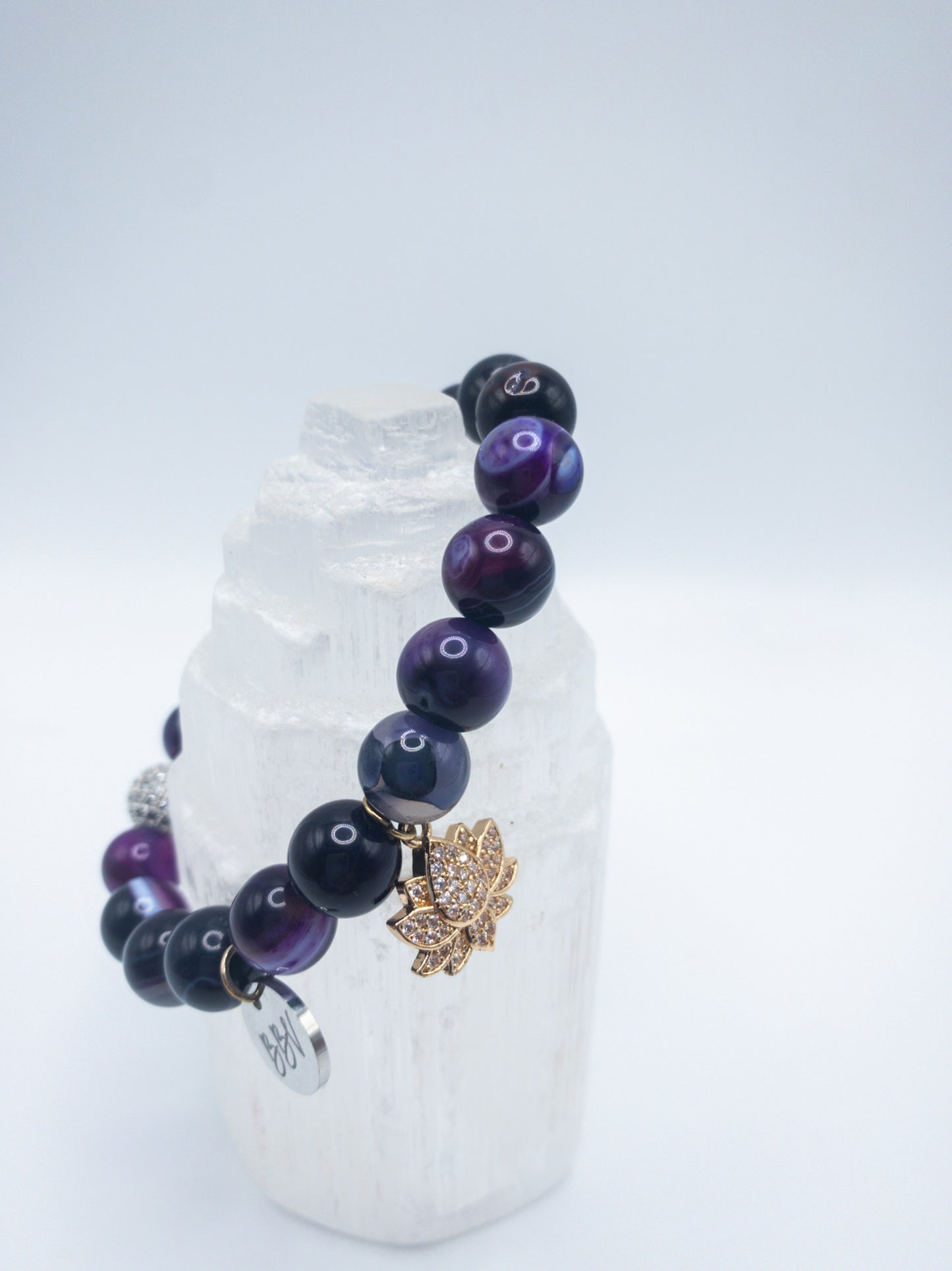 Purple Banded Agate Crystal Bracelet