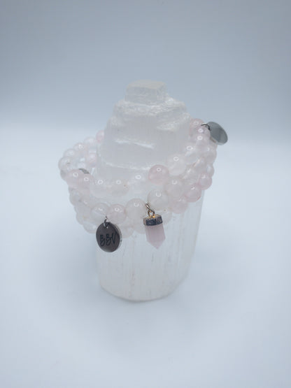 Rose Quartz Crystal Bracelet Set