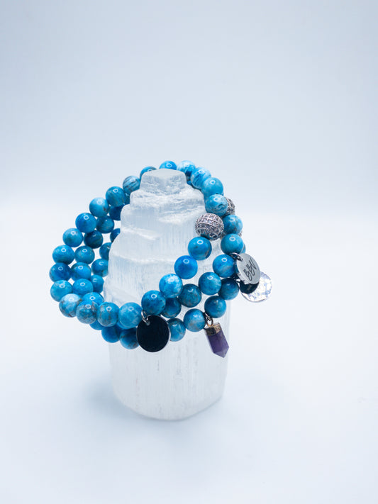 Blue Apatite Crystal Bracelet Set