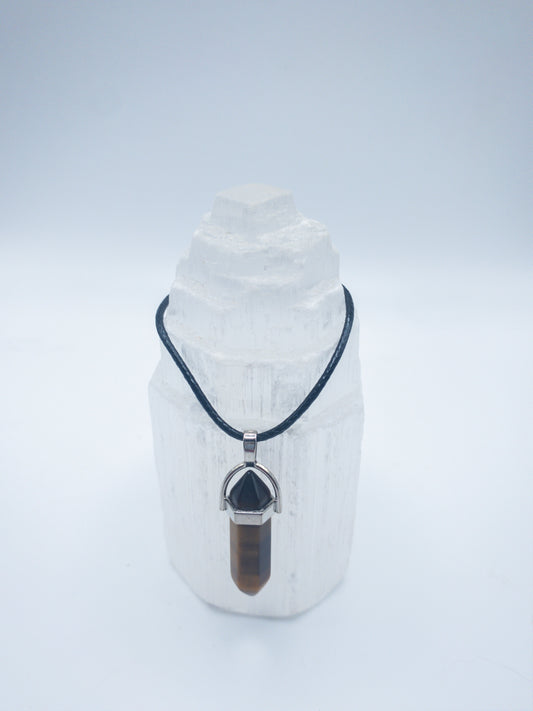 Tigers Eye Crystal Point Necklace