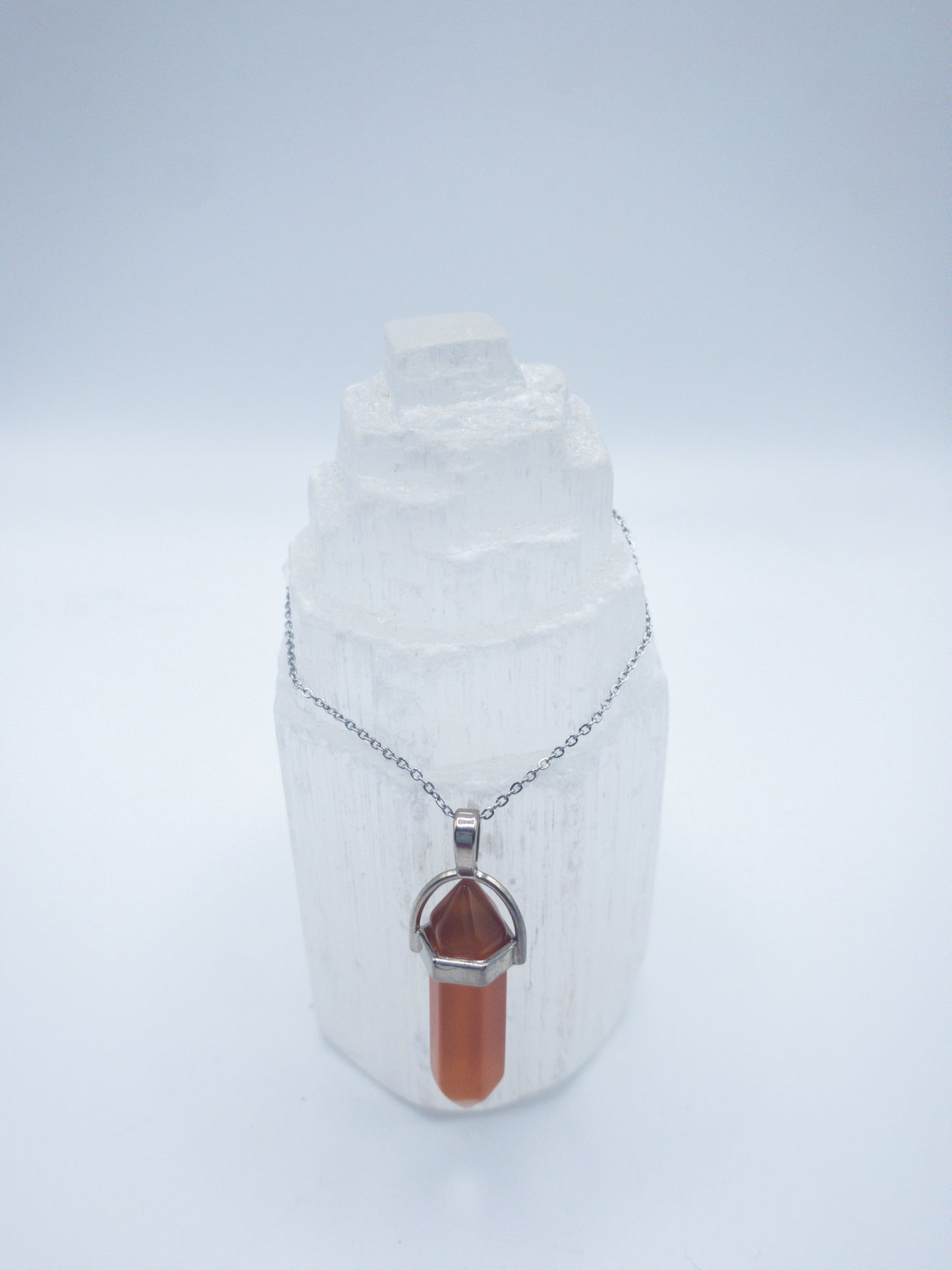 Carnelian Crystal Point Necklace