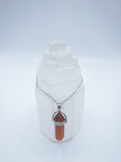 Carnelian Crystal Point Necklace