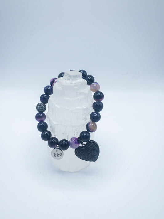 Purple Banded Agate Crystal Bracelet