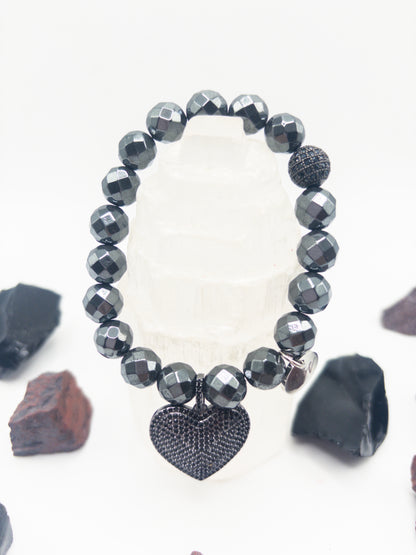 BBV Luxe Faceted Hematite Crystal Bracelet