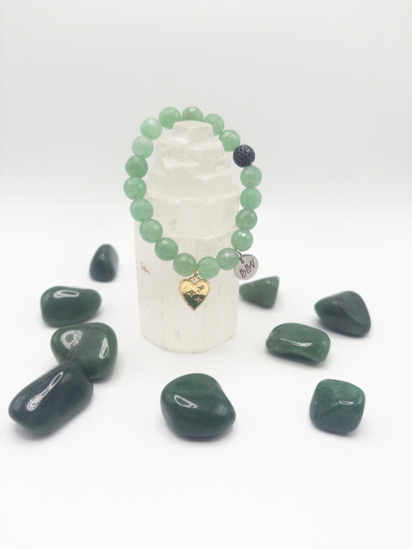 BBV Luxe Green Aventurine Faceted Crystal Bracelet