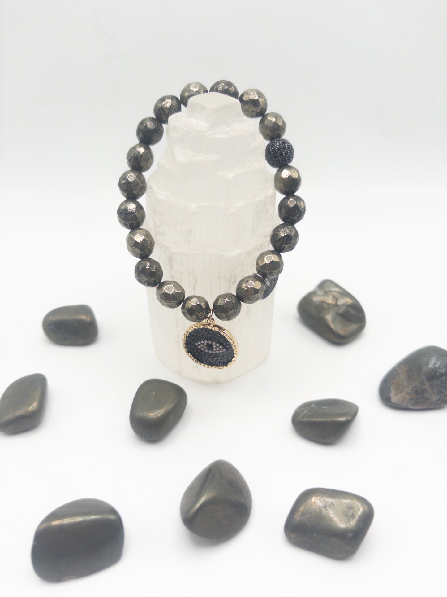 BBV Luxe Pyrite Faceted Crystal Bracelet