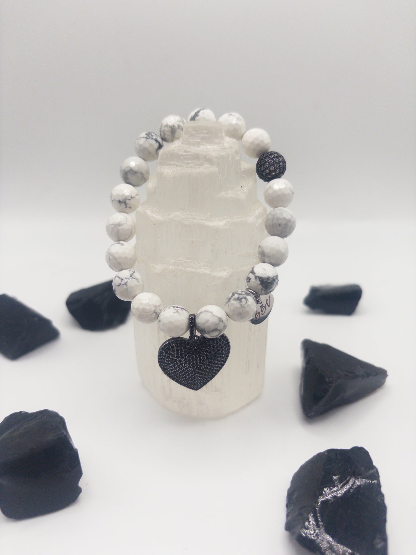 BBV Luxe Faceted White Howlite Crystal Bracelet