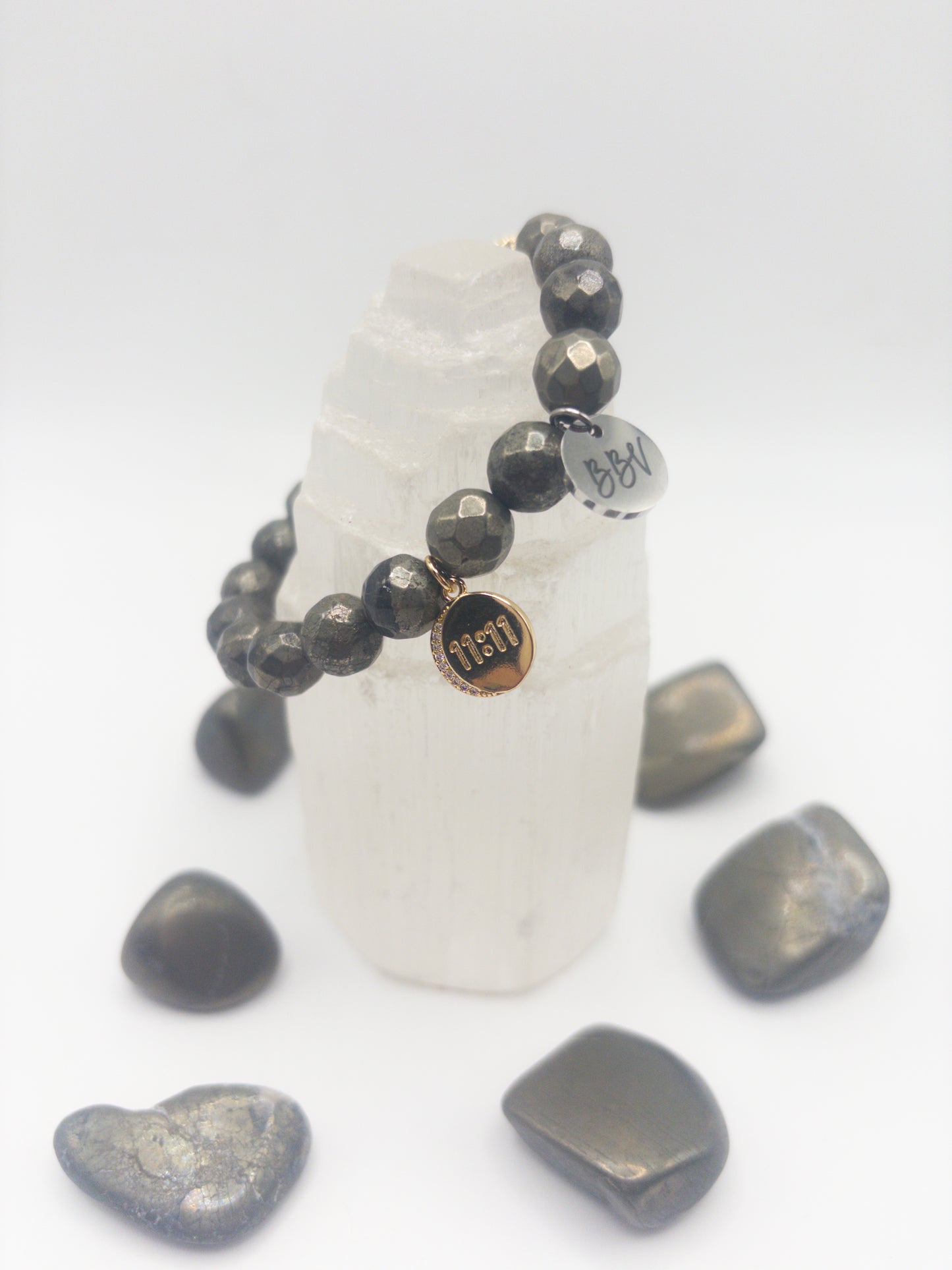 BBV Luxe Pyrite Faceted Crystal Bracelet