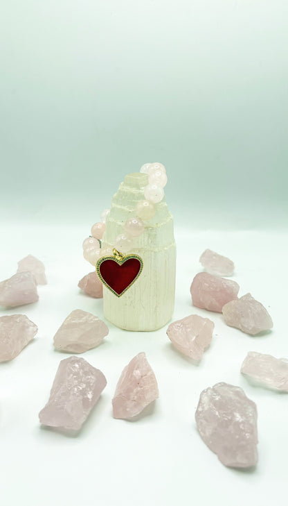 Rose Quartz Crystal Heart Bracelet