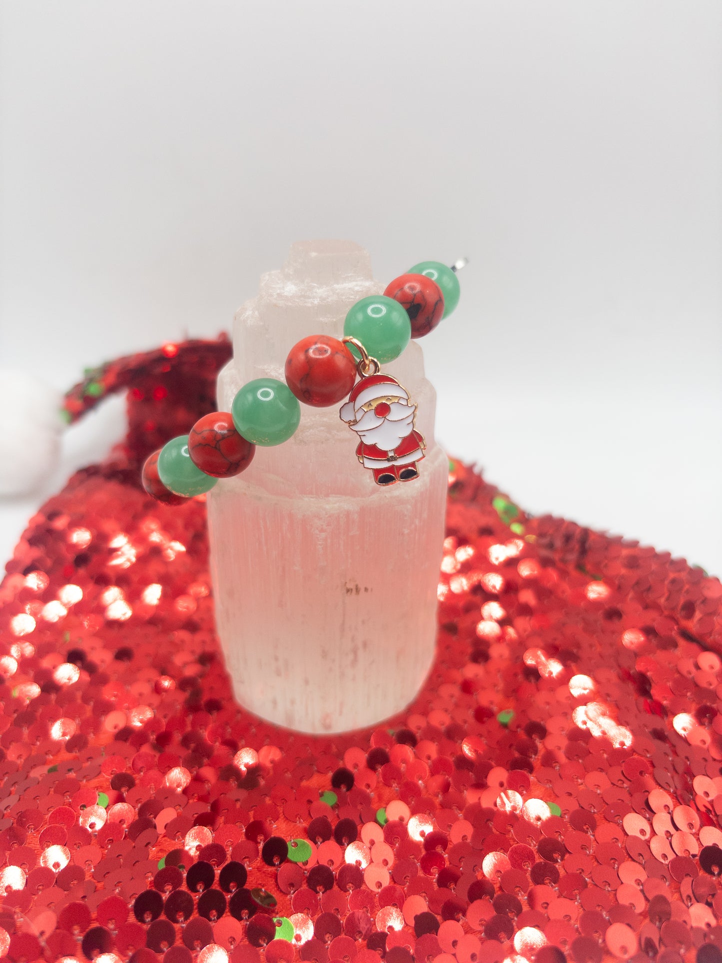 Red & Green Merry Christmas Crystal Bracelets