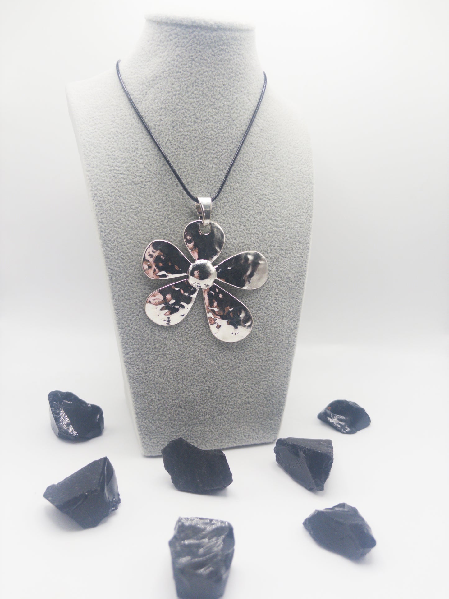 Silver Flower Statement Necklace