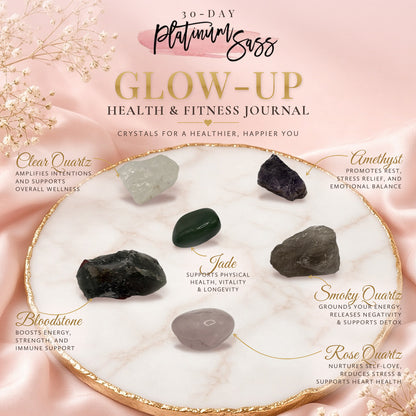 Health & Fitness Glow-Up crystal set with each crystal labeled