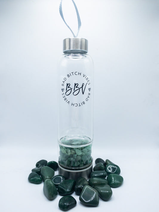 Green Aventurine Crystal Infused Water Bottle