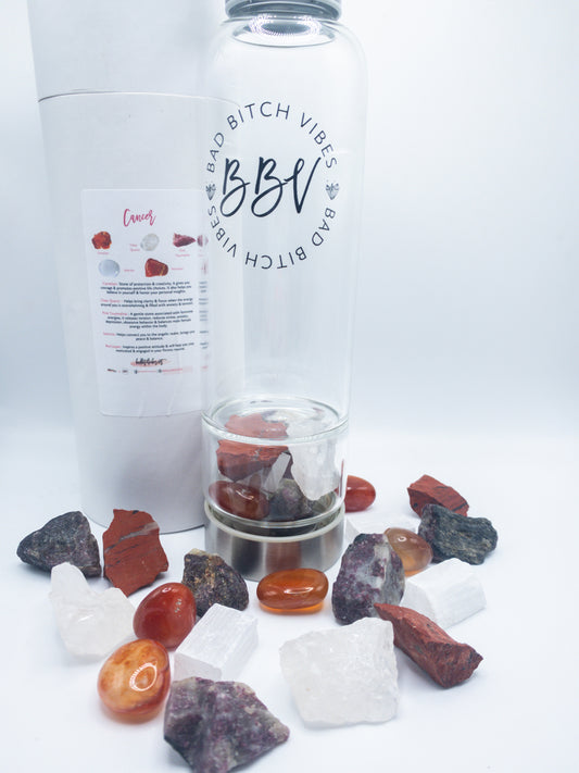 Cancer Zodiac Crystal Infused Water Bottle