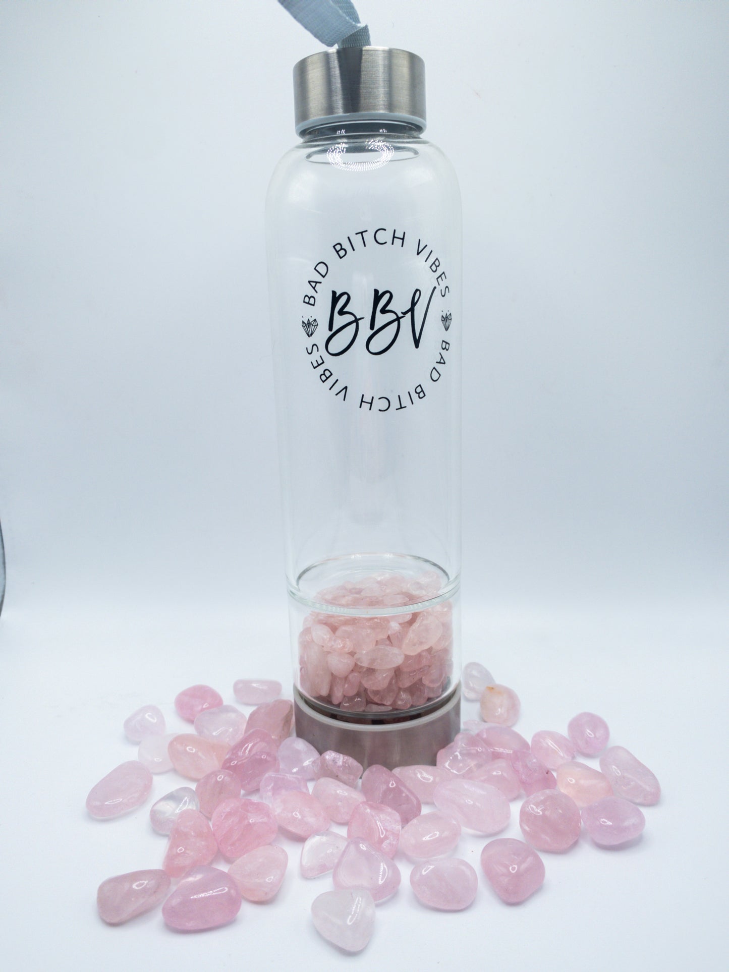 Rose Quartz Crystal Infused Water Bottle