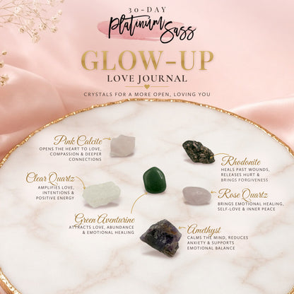 Love Glow-Up crystal set with each crystal labeled
