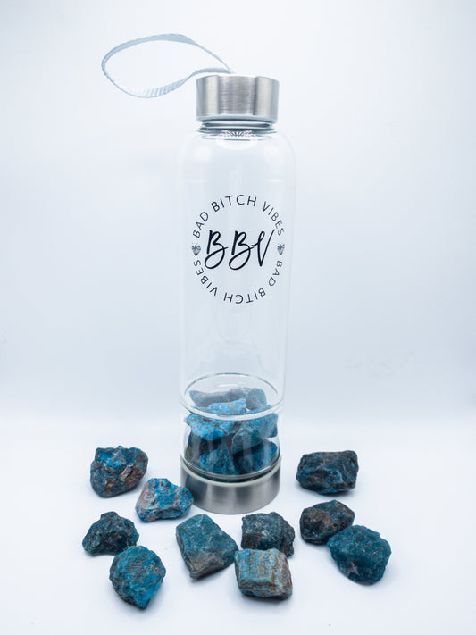 Blue Apatite Crystal Infused Water Bottle