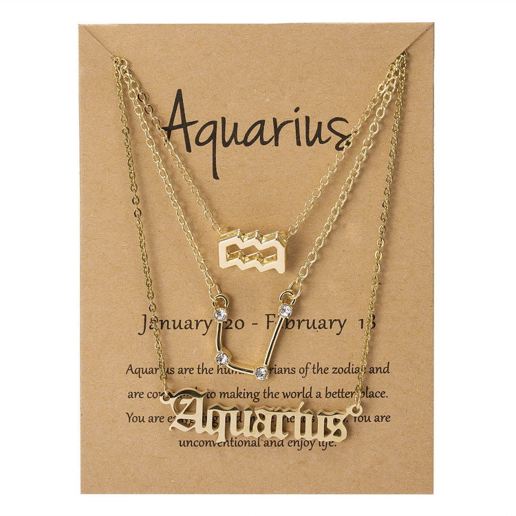 Zodiac Sign Necklace 3pcs Horoscope Pendant