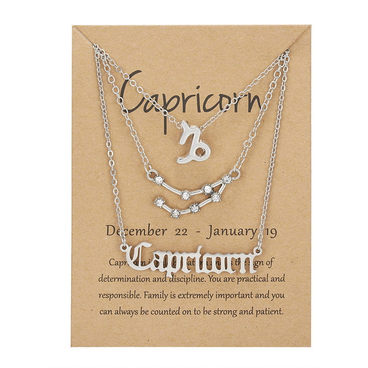 Zodiac Sign Necklace 3pcs Horoscope Pendant