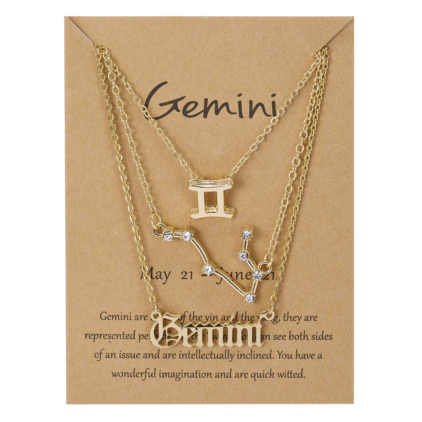 Zodiac Sign Necklace 3pcs Horoscope Pendant