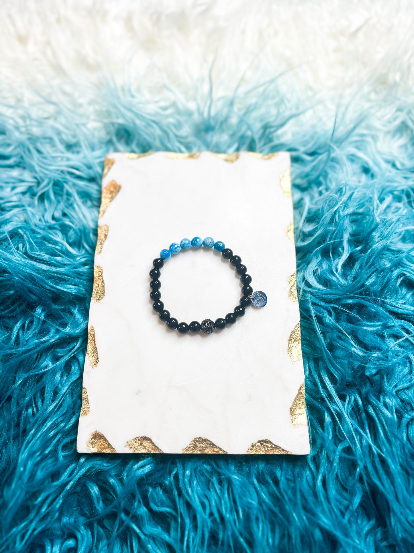 Men's Blue Apatite & Black Onyx Crystal Bracelet
