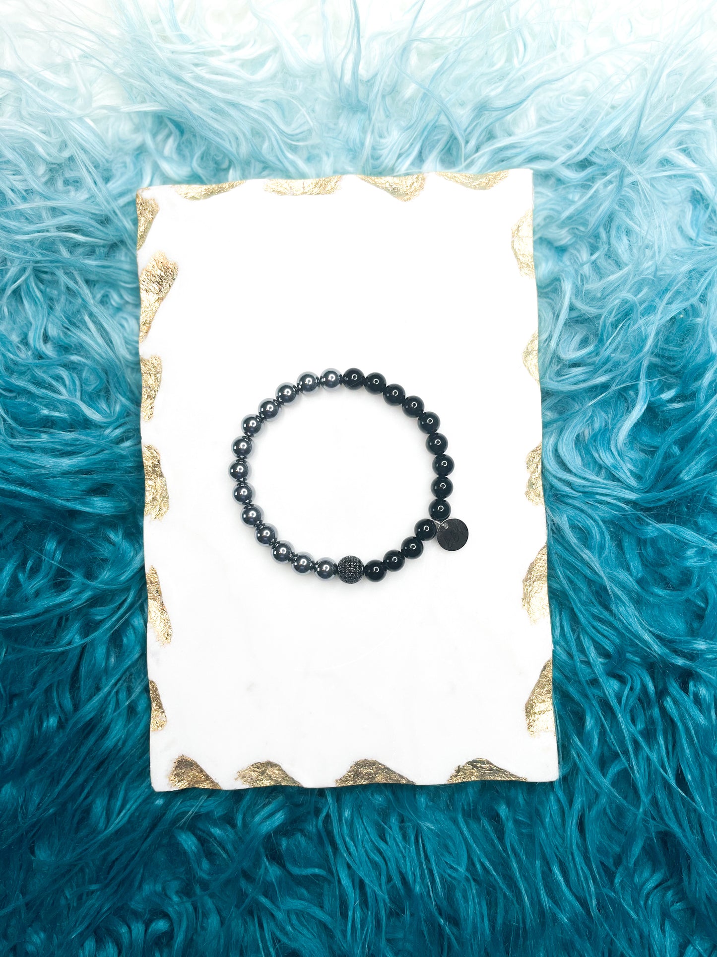 Men's Shungite & Black Onyx Crystal Bracelet (50/50 Style)