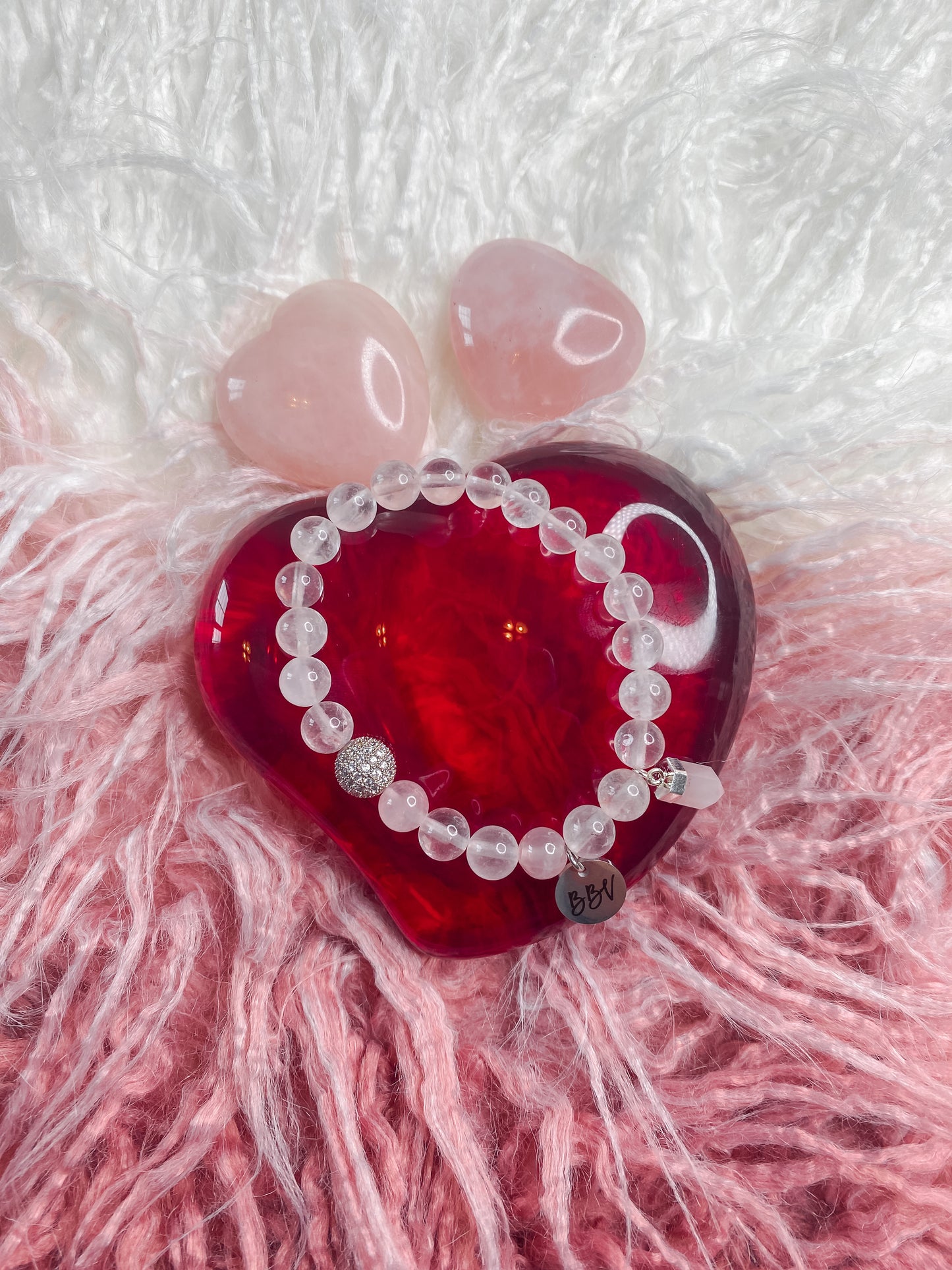 Rose Quartz Crystal Bracelet Set